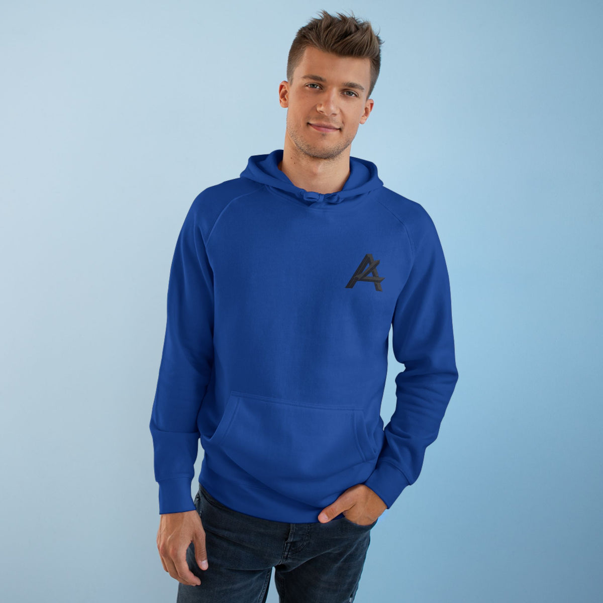 Patch Logo Hoodie — Minimalist White Pullover with Chest Emblem & Back 'PATCH' Text