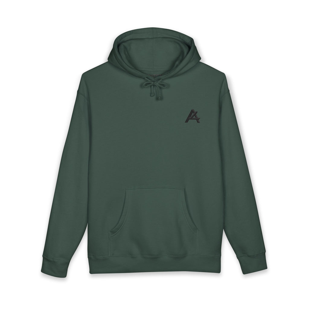 Minimalist 'A' Logo Hoodie — White Chest Emblem Pullover