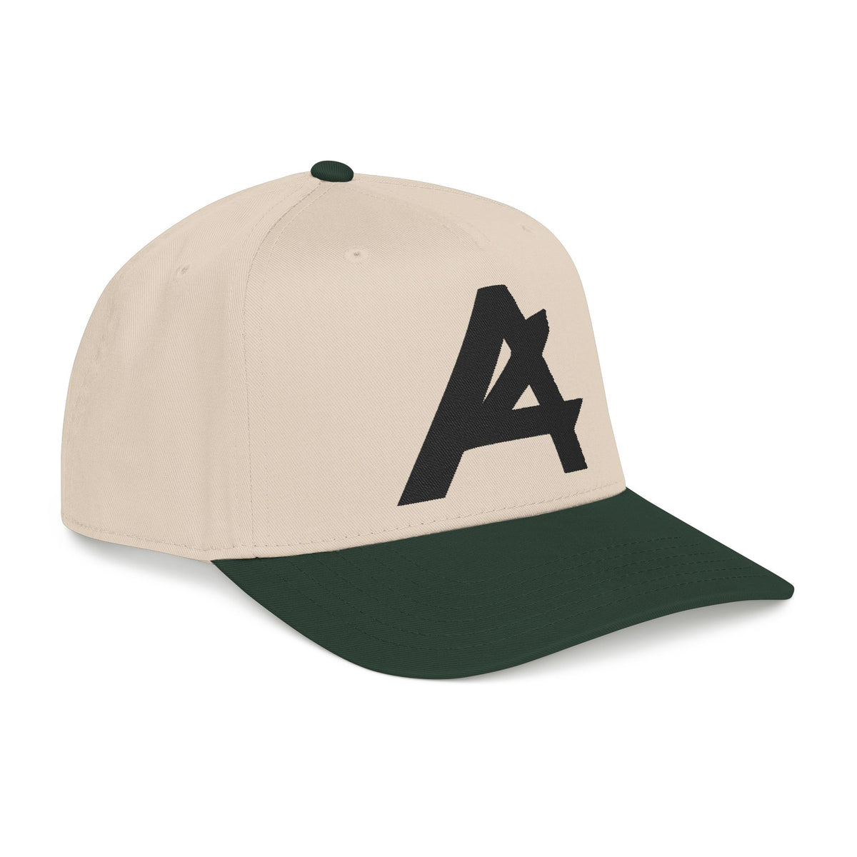 Mid Profile Baseball Cap — Embroidered 'A' Logo Two-Tone Cap