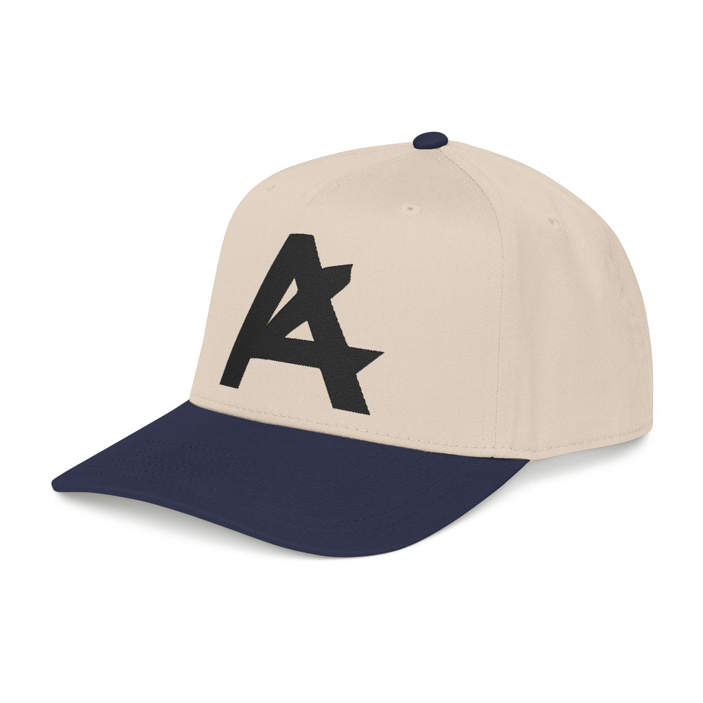 Mid Profile Baseball Cap — Embroidered 'A' Logo Two-Tone Cap