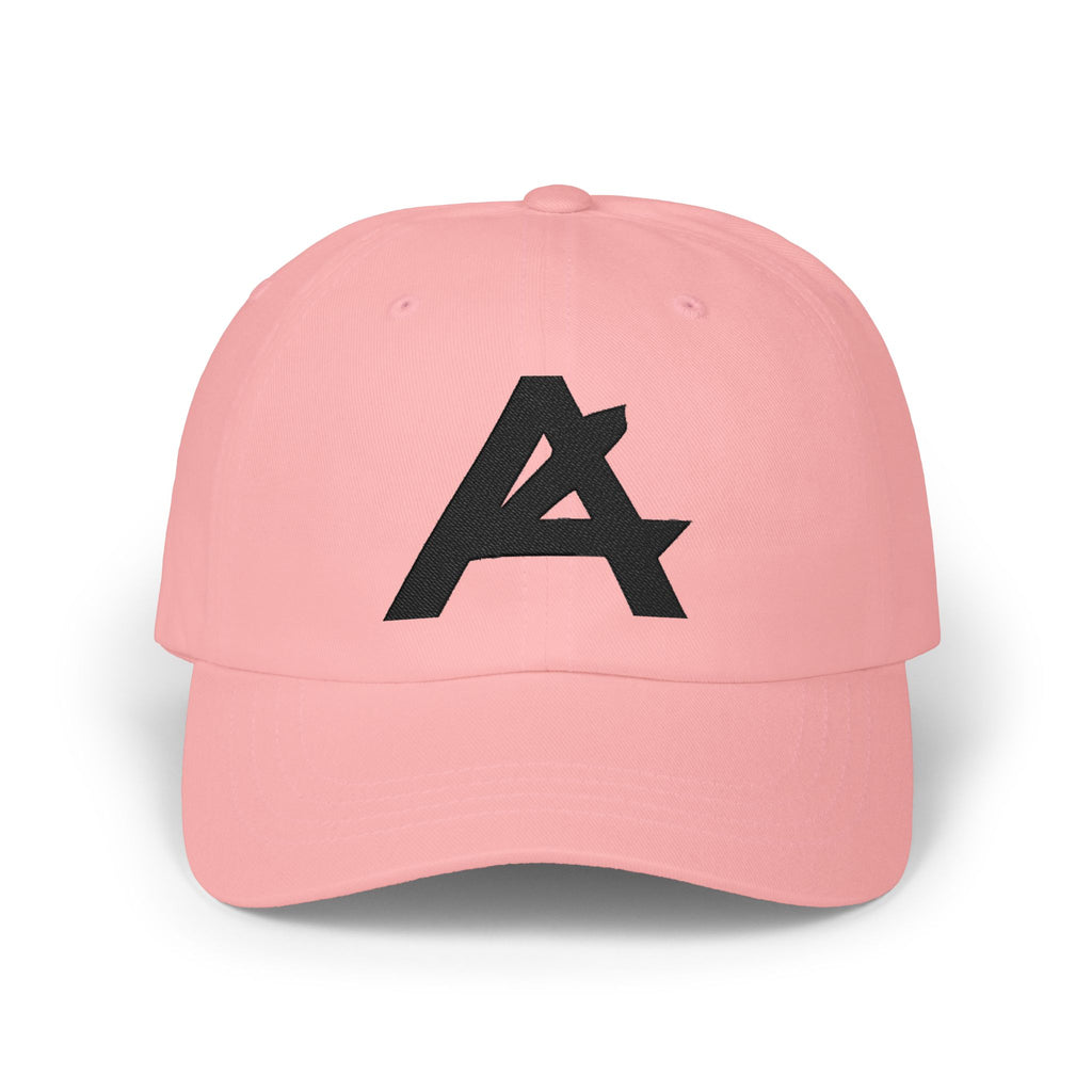 Dad Cap — Minimal Black 'A' Logo Embroidered Baseball Hat