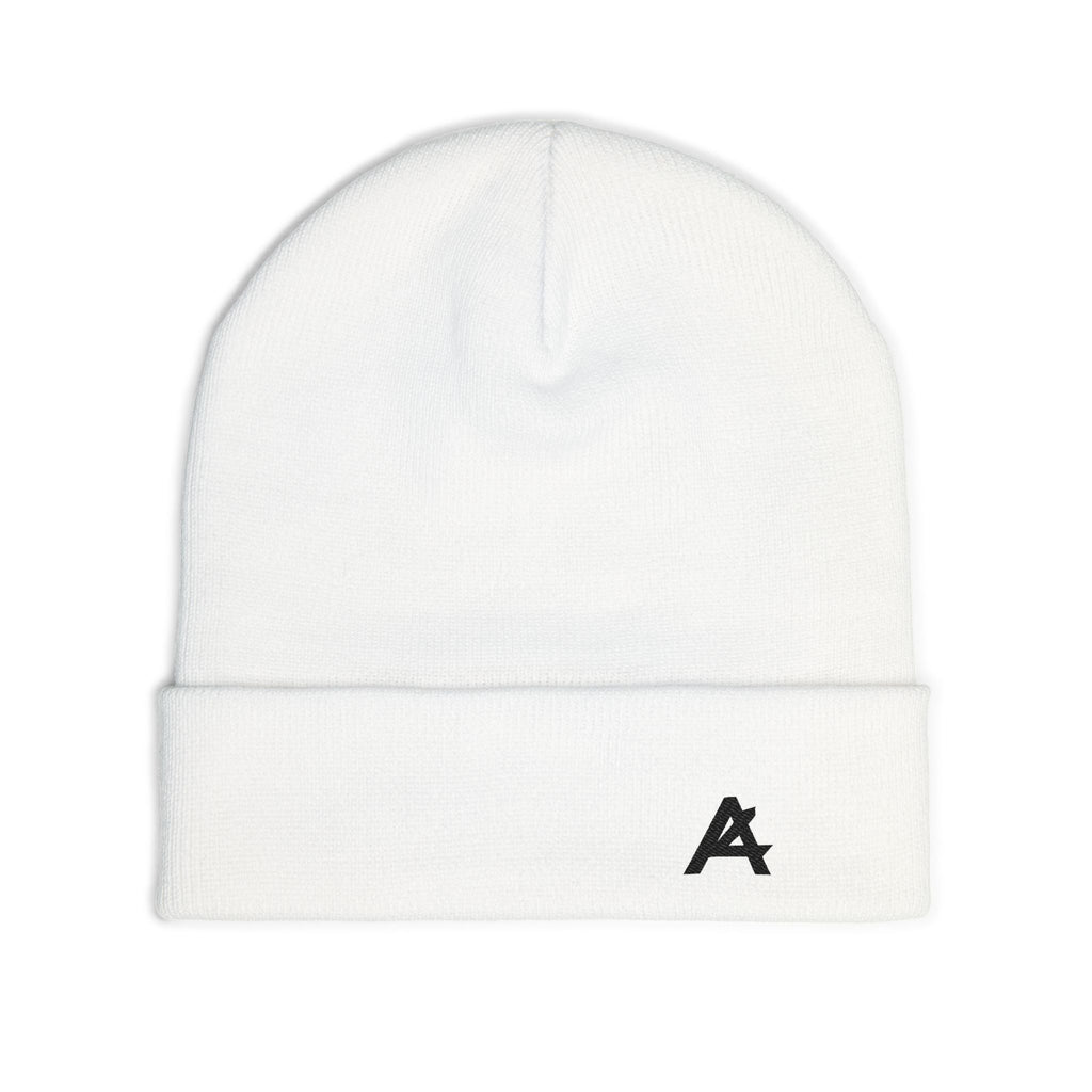 Embroidered 'A' Knit Beanie - Minimal Logo Winter Hat