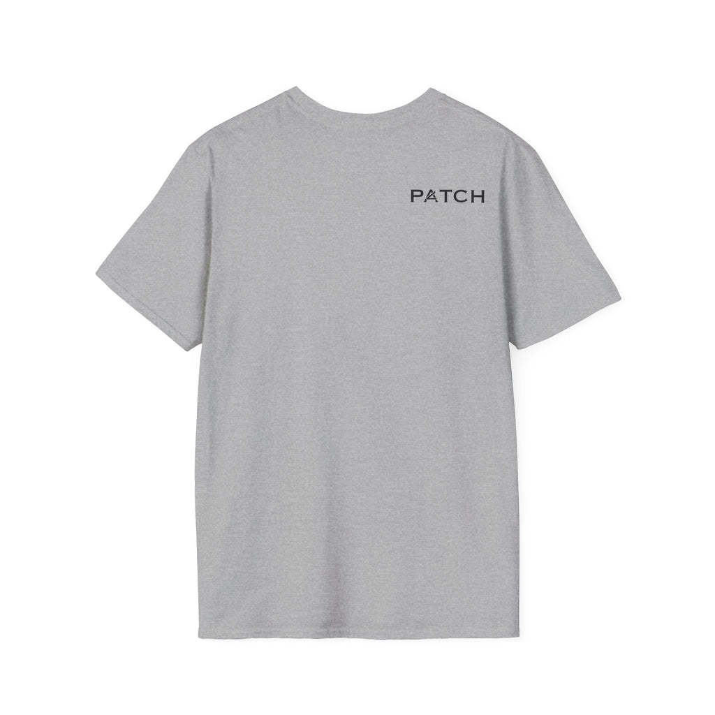 Minimalist 'PATCH' Logo T-Shirt — Chest Monogram & Back Text Tee