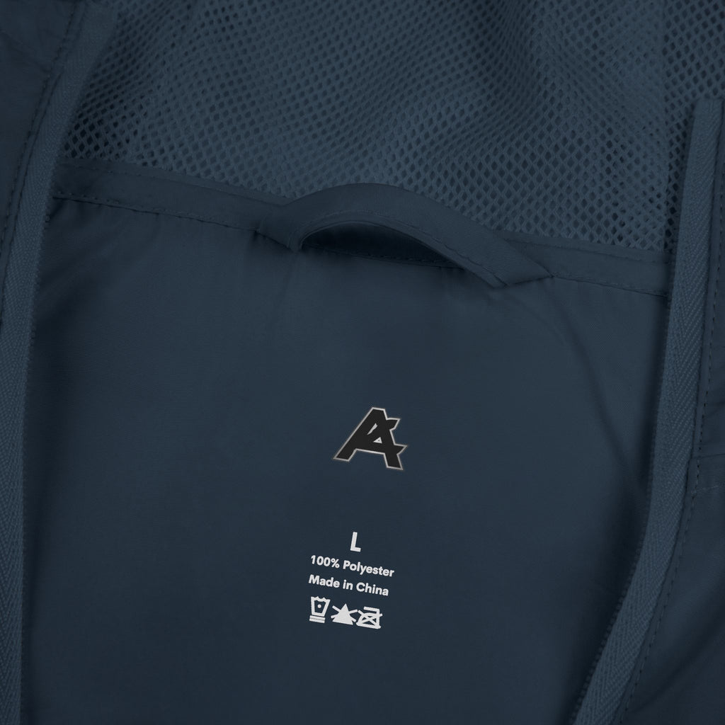 Windbreaker Jacket — White Camo Minimal Logo Windbreaker with 'ATCH' Accent