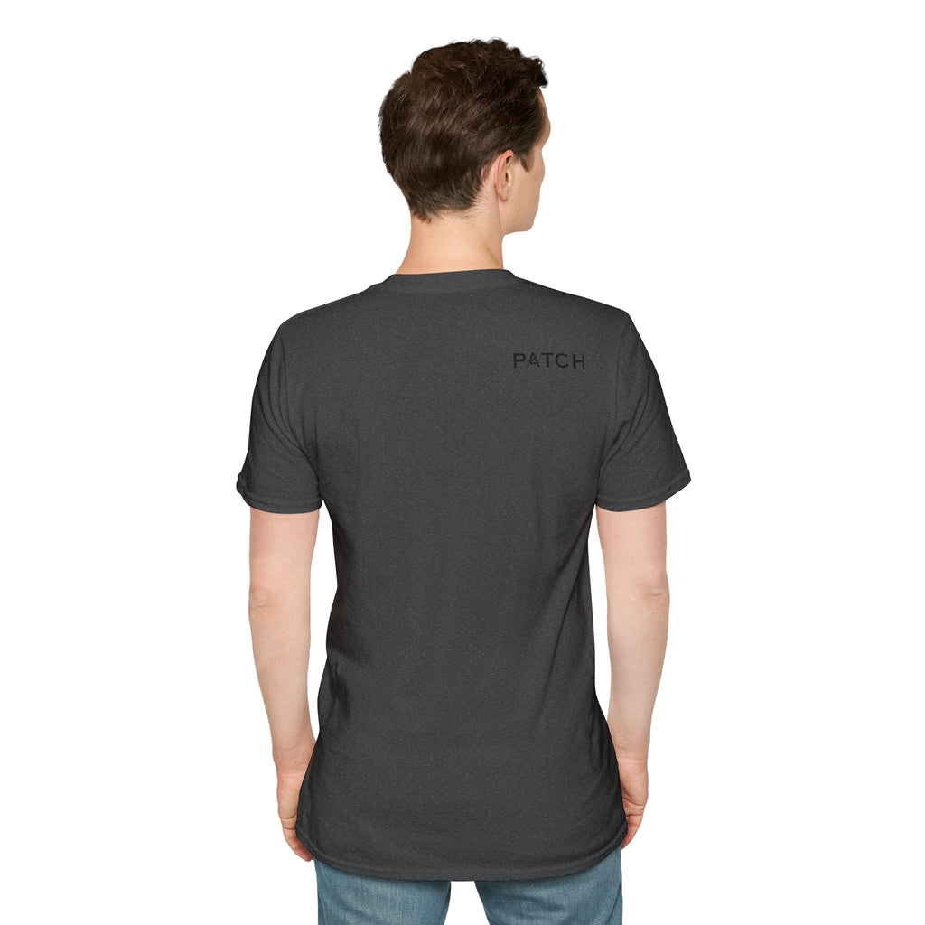 Minimalist 'PATCH' Logo T-Shirt — Chest Monogram & Back Text Tee