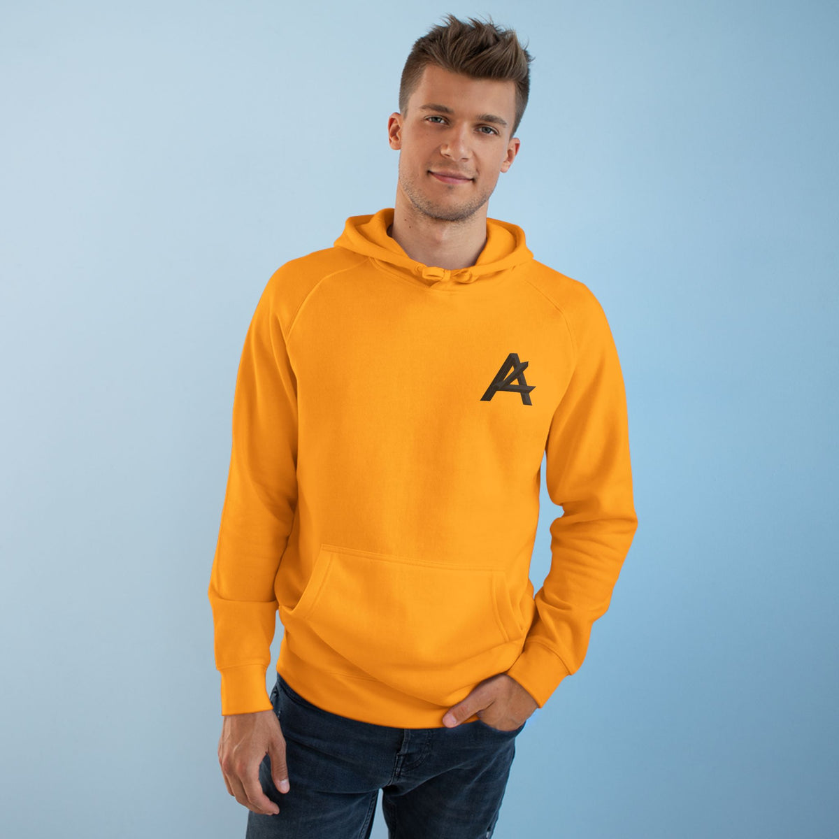 Patch Logo Hoodie — Minimalist White Pullover with Chest Emblem & Back 'PATCH' Text