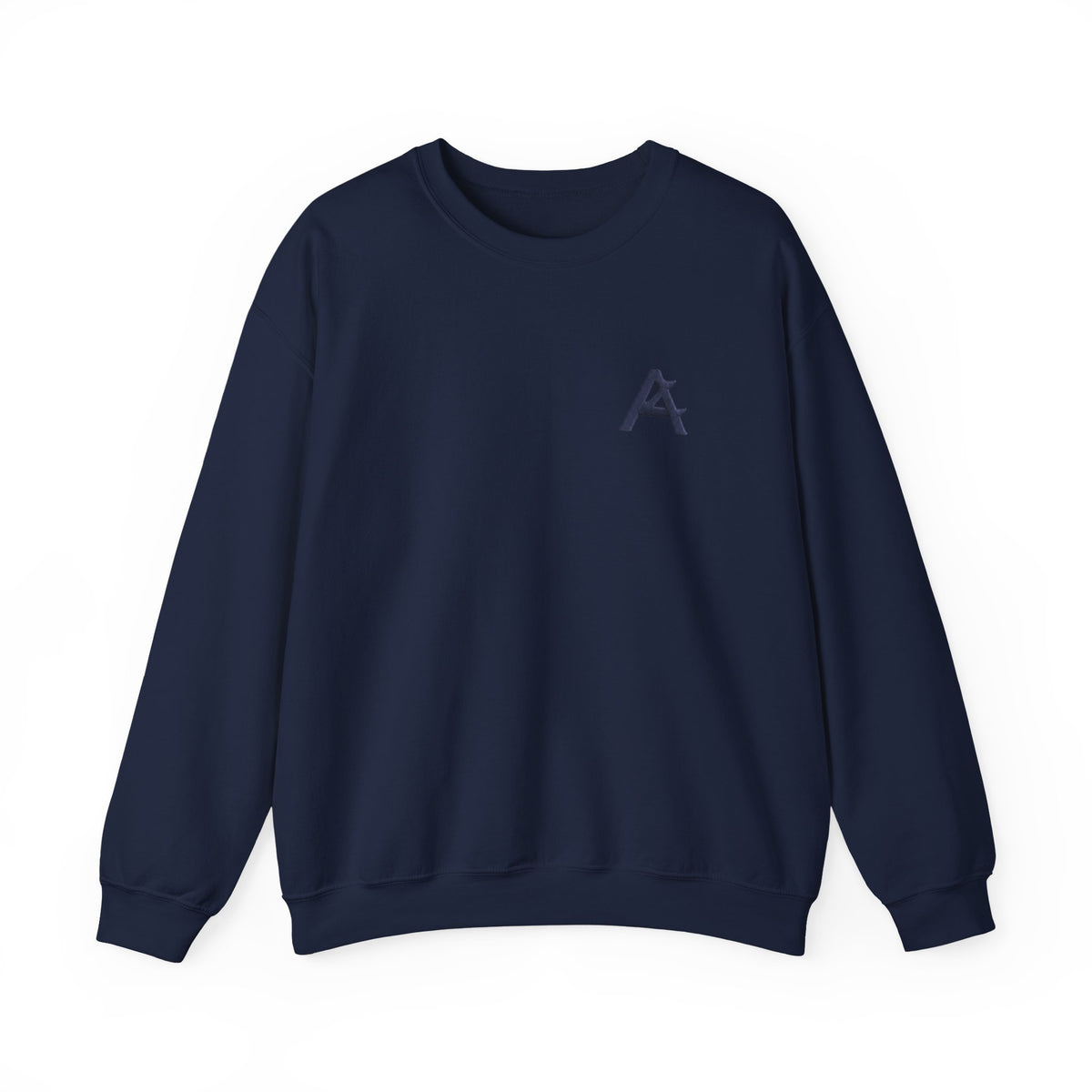 Minimalist A Logo Crewneck Sweatshirt – Small Chest Emblem, Casual White Pullover