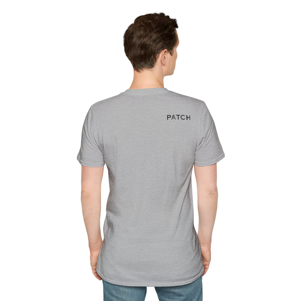 Minimalist 'PATCH' Logo T-Shirt — Chest Monogram & Back Text Tee