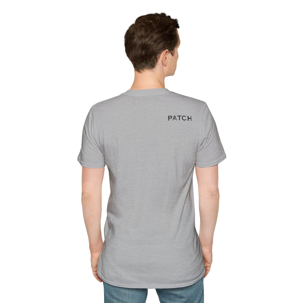 Minimalist 'PATCH' Logo T-Shirt — Chest Monogram & Back Text Tee