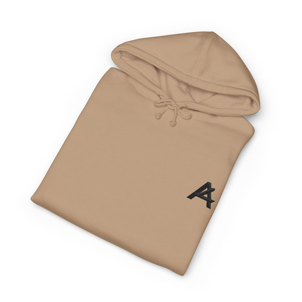 Minimalist 'A' Logo Hoodie — White Chest Emblem Pullover