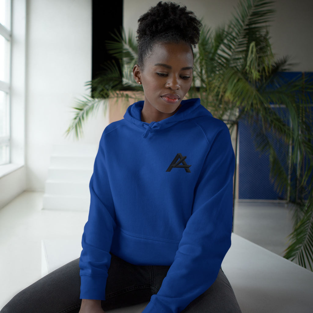 Patch Logo Hoodie — Minimalist White Pullover with Chest Emblem & Back 'PATCH' Text