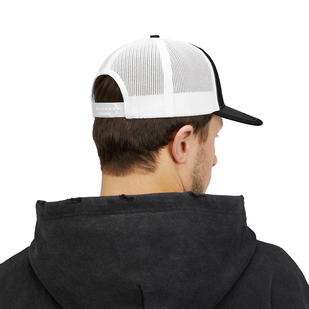 Distressed A Logo Trucker Cap — Vintage Mesh Snapback Hat