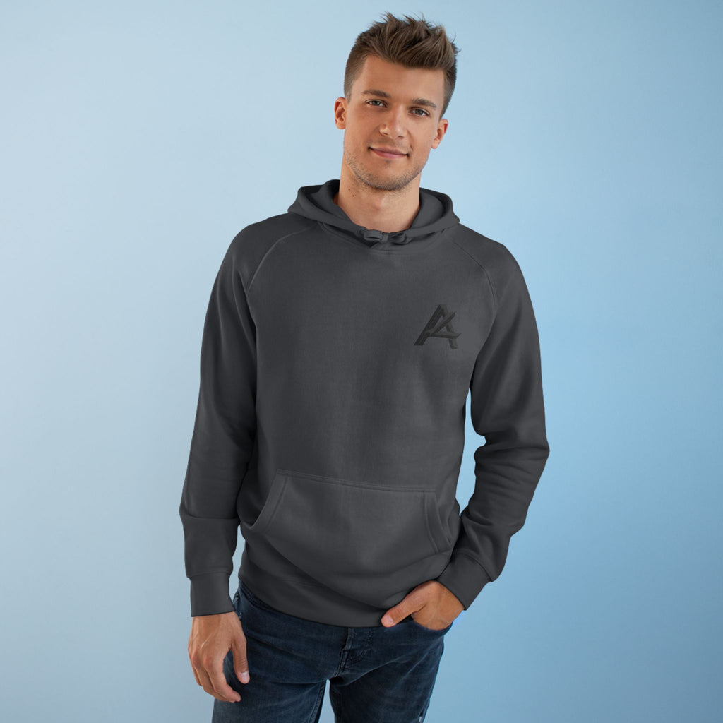 Patch Logo Hoodie — Minimalist White Pullover with Chest Emblem & Back 'PATCH' Text