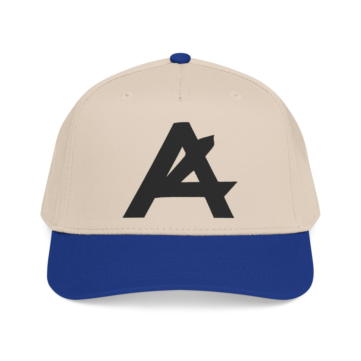 Mid Profile Baseball Cap — Embroidered 'A' Logo Two-Tone Cap