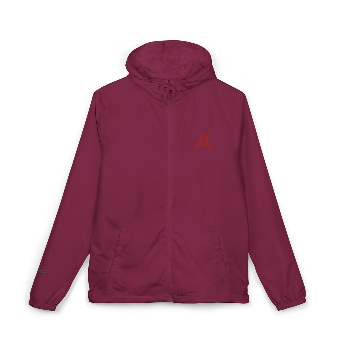 Windbreaker Jacket — White Camo Minimal Logo Windbreaker with 'ATCH' Accent