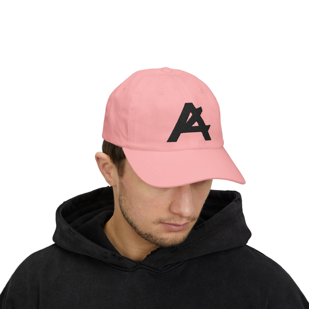 Dad Cap — Minimal Black 'A' Logo Embroidered Baseball Hat